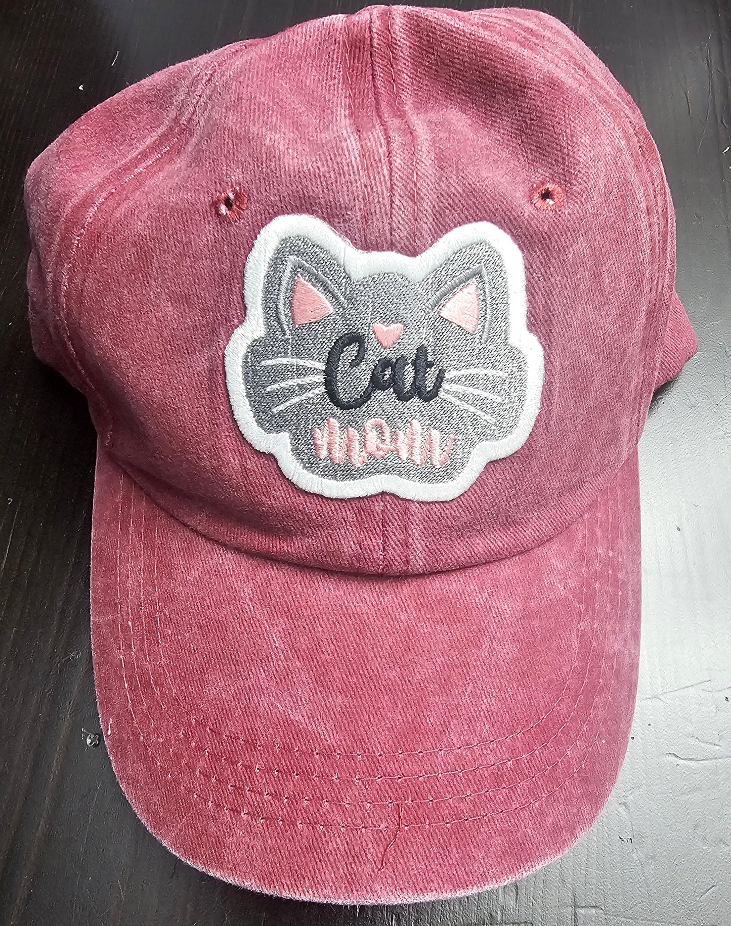 Vintage-Wash “Cat Meow” Embroidered Cap