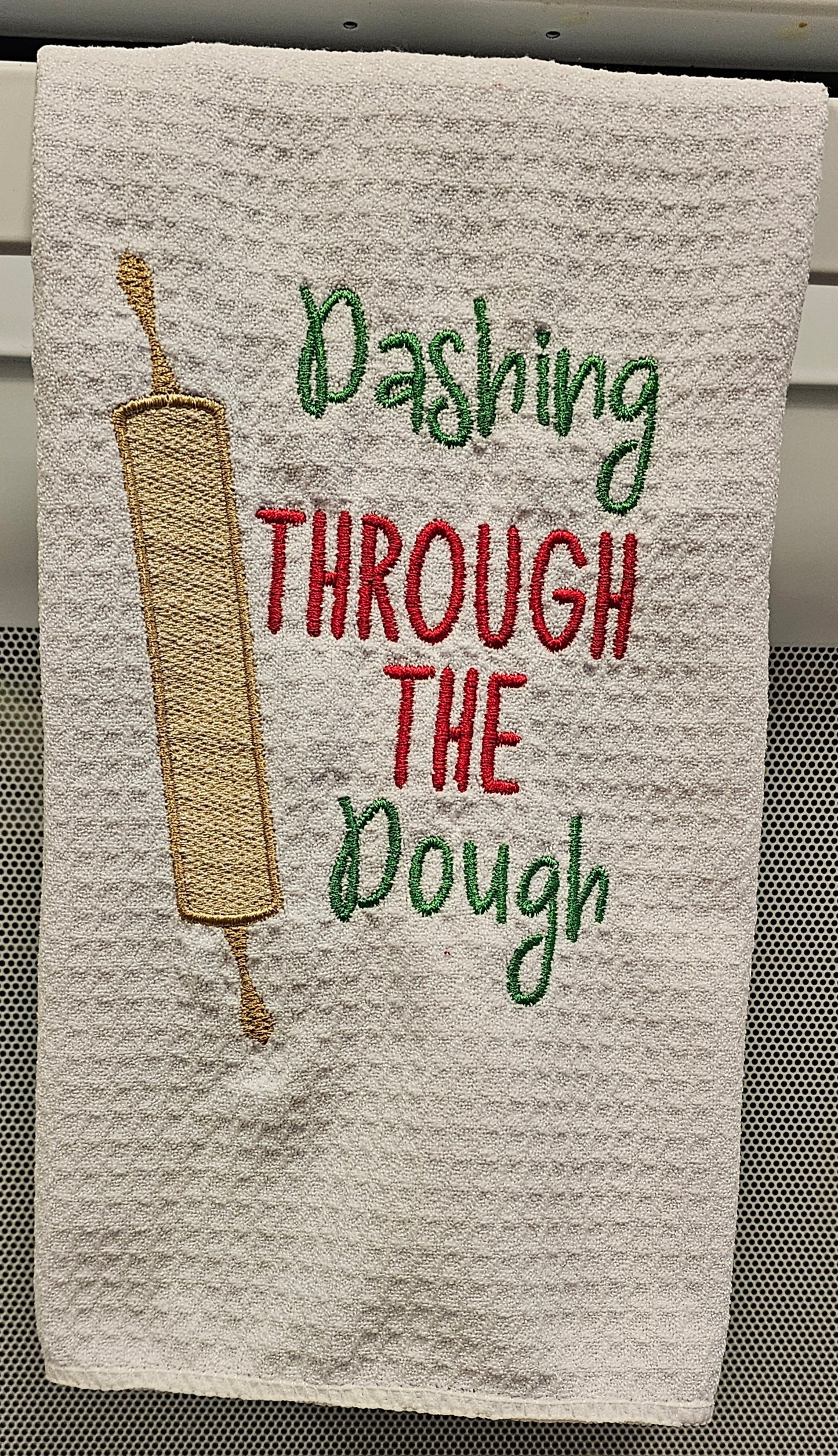 "Dashing Through the Dough" Embroidered Kitchen Towel