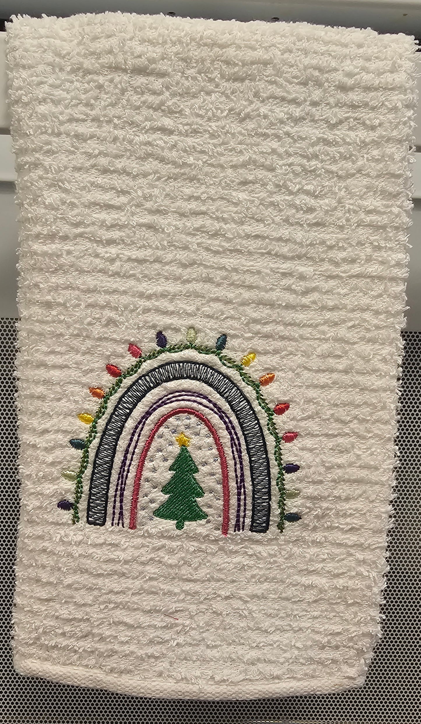 Embroidered Christmas Rainbow Towel