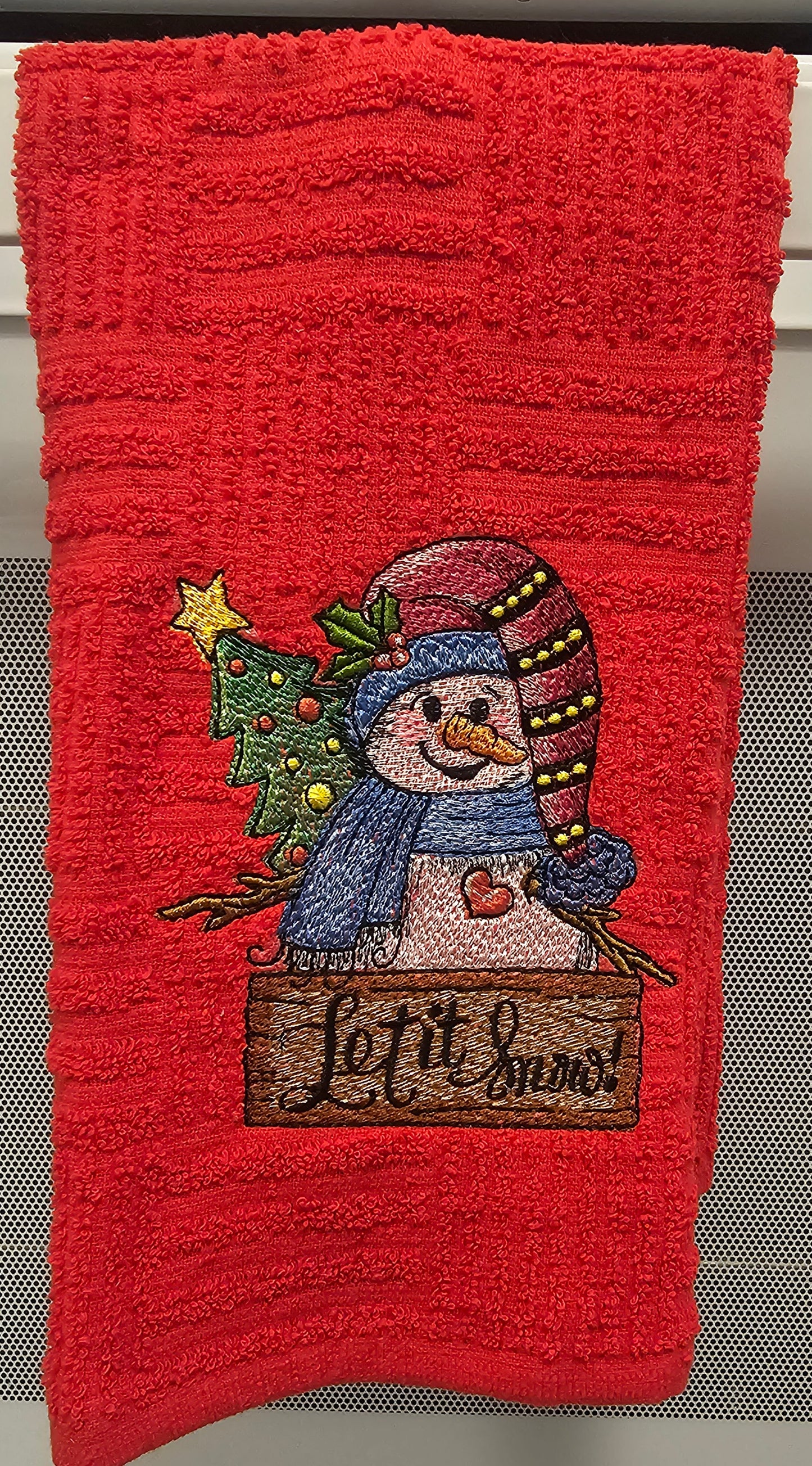 Snowman “Let It Snow” Embroidered Holiday Towel