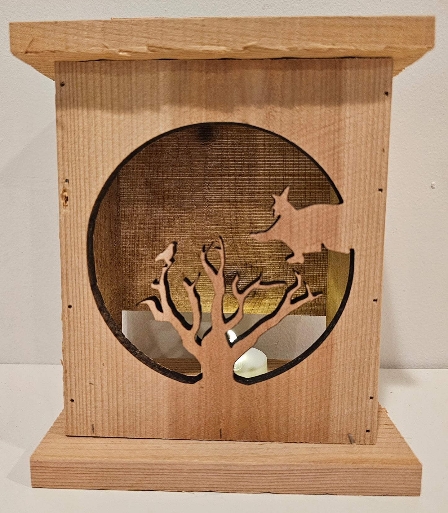 β¨ Rustic Wooden Halloween Lantern β Witch & Tree Silhouette π
