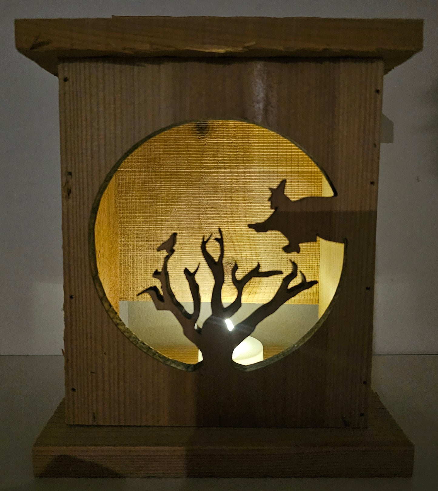 β¨ Rustic Wooden Halloween Lantern β Witch & Tree Silhouette π