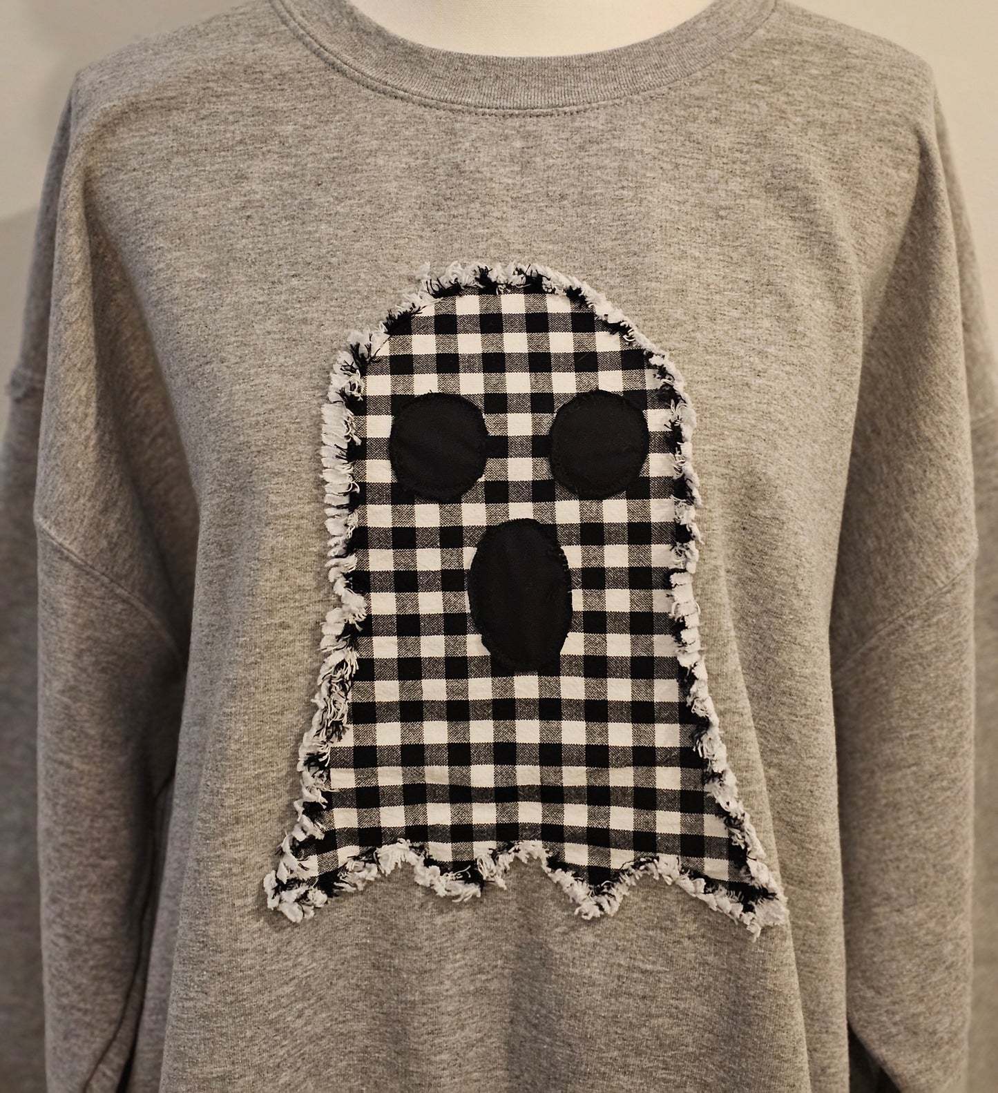 Buffalo Plaid Ghost Sweatshirt – Cozy Halloween Style