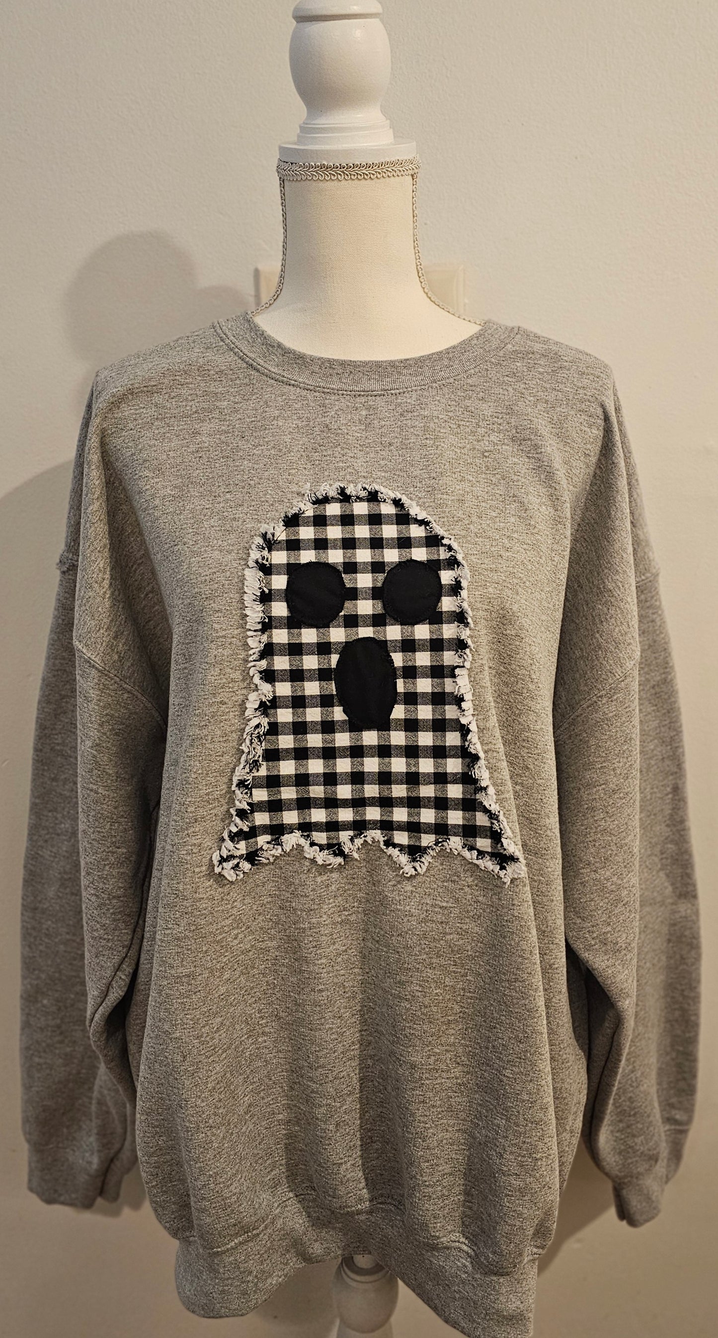 Buffalo Plaid Ghost Sweatshirt – Cozy Halloween Style