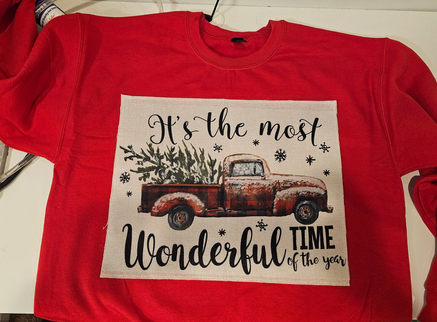 Repurposed Christmas Sweatshirt – “It’s the Most Wonderful Time of the Year” Vintage Truck