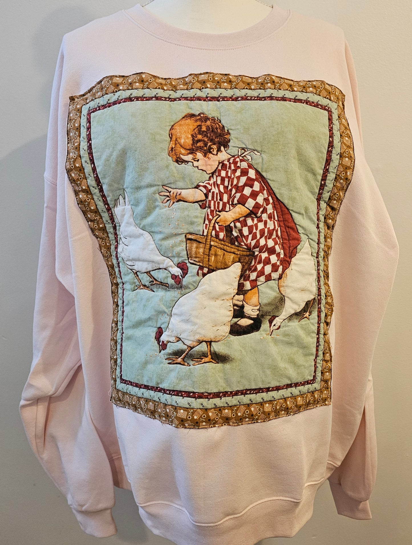 Repurposed Vintage Farmgirl Sweatshirt – One-of-a-Kind Upcycled Clothing
