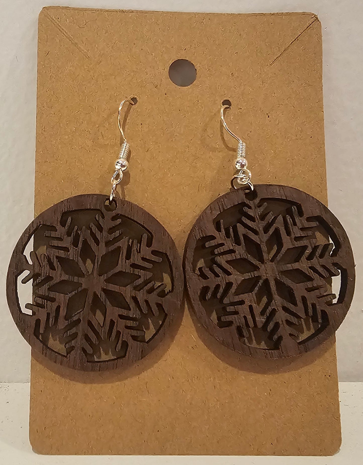 Wooden Snowflake Earrings – Lightweight Laser-Cut Holiday Jewelry