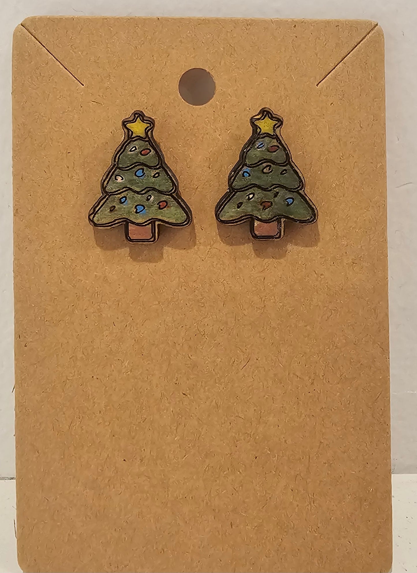 Handmade Christmas Tree Stud Earrings