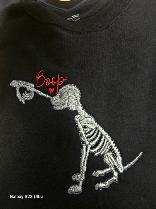 πΎ βBoopβ Skeleton Dog Embroidered Sweatshirt π€