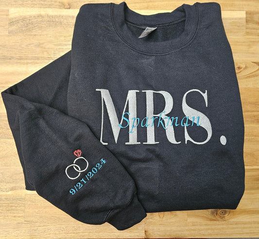 Personalized “MRS.” Wedding Date Sweatshirt