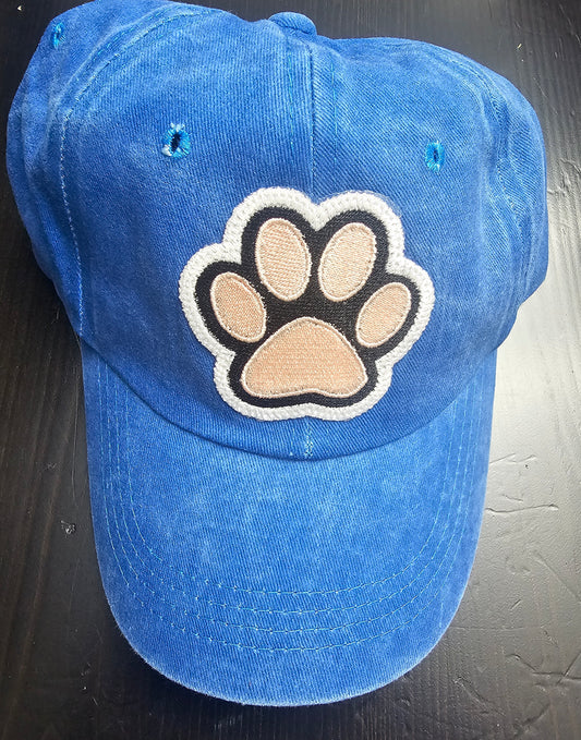 Blue Denim Paw Print Cap