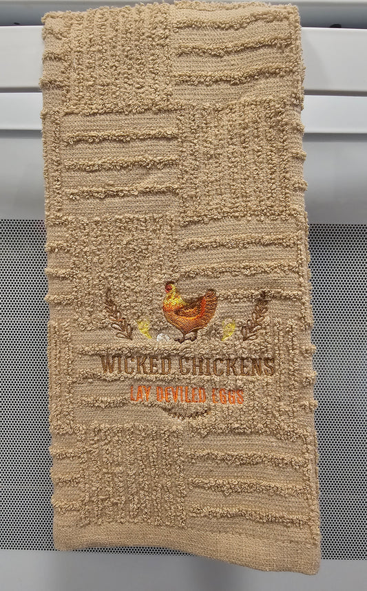 Wicked Chickens Lay Deviled Eggs – Embroidered Kitchen Towel
