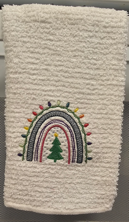 Embroidered Christmas Rainbow Towel