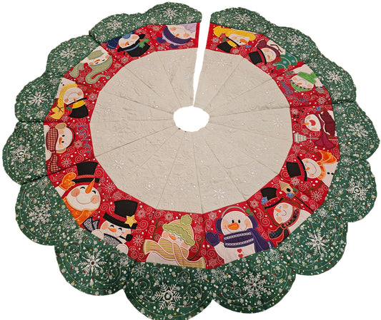 ☃️ Festive Snowman &amp; Snowflake Christmas Tree Skirt 🎄