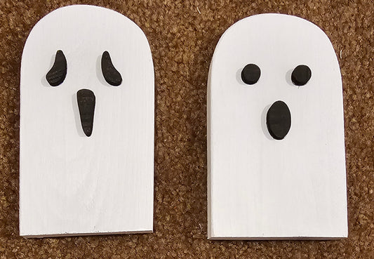 Handmade Wooden Ghost Decorations – Set of 2