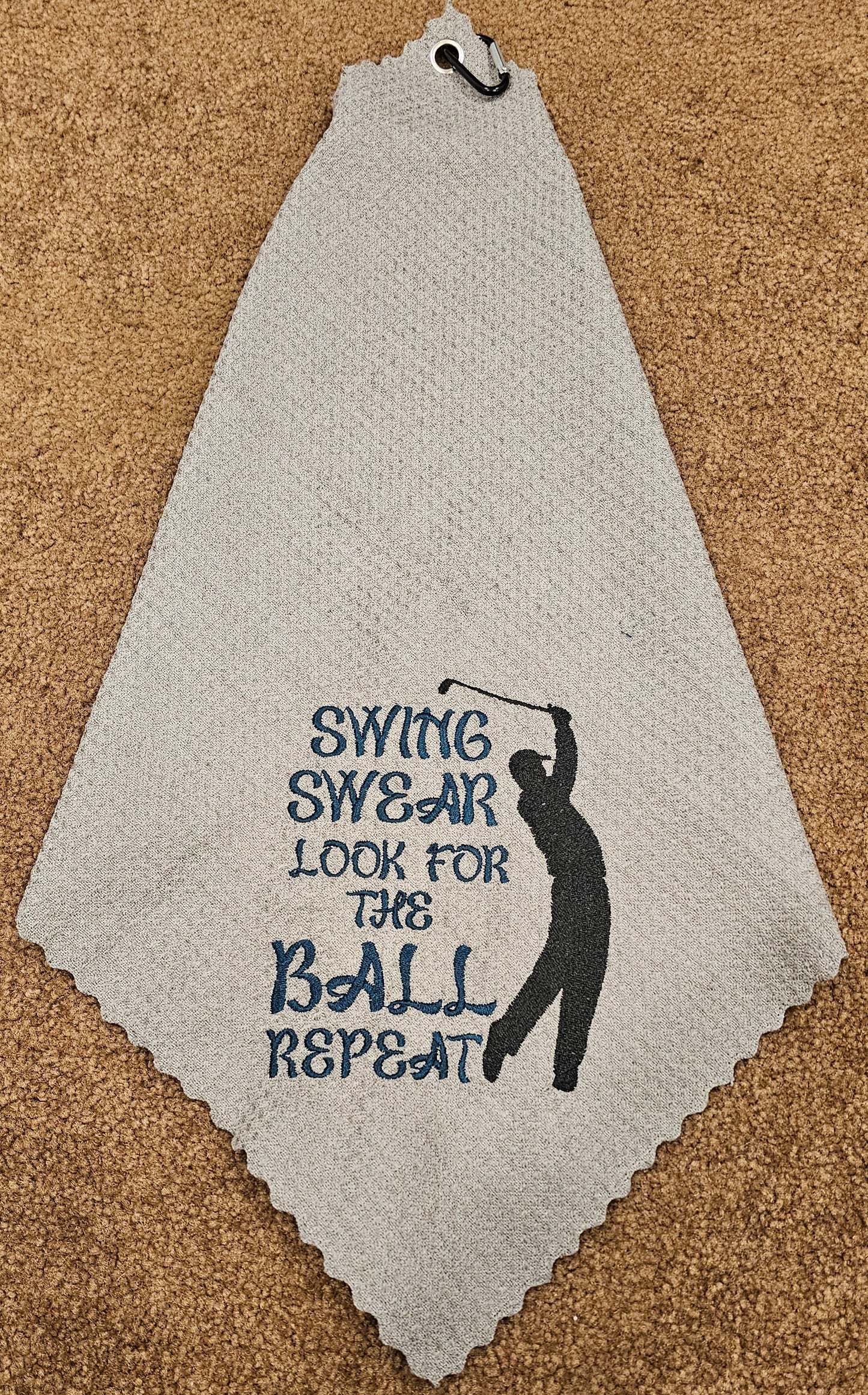 Swing, Swear, Look for the Ball, Repeat – Embroidered Golf Towel