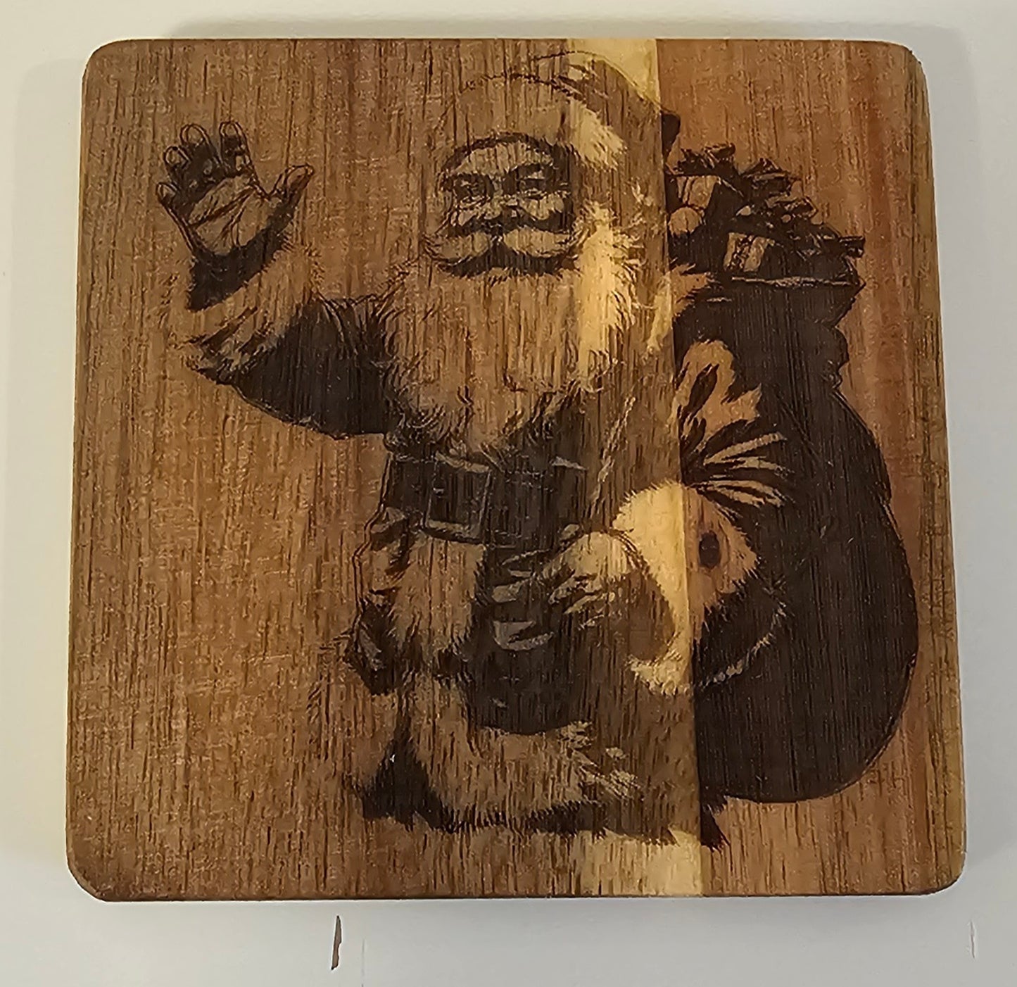 Laser-Engraved Santa Claus Wooden Coaster