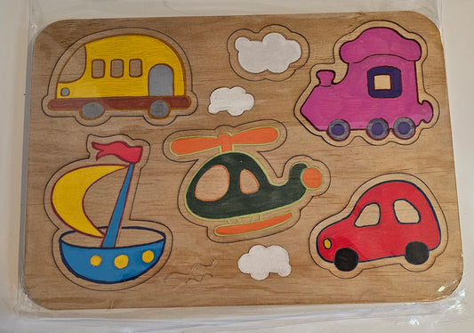 Wooden Vehicles Puzzle – Transportation Learning Toy for Kids