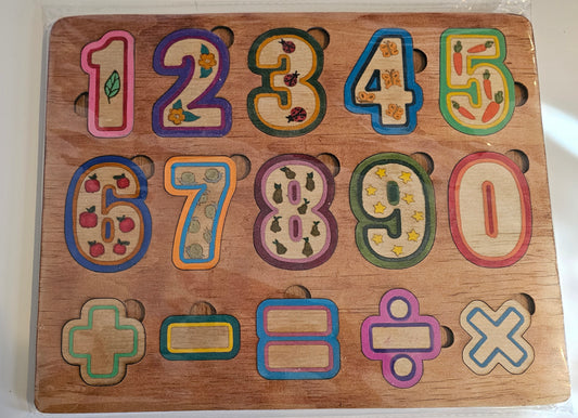 Wooden Numbers &amp; Math Symbols Puzzle – Educational Learning Toy