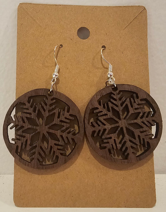 Wooden Snowflake Earrings – Lightweight Laser-Cut Holiday Jewelry